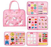 Wholesale Baby Sensory Silicone Pull String Montessori Toys Pink Unicorn Felt Busy Boards for Kids